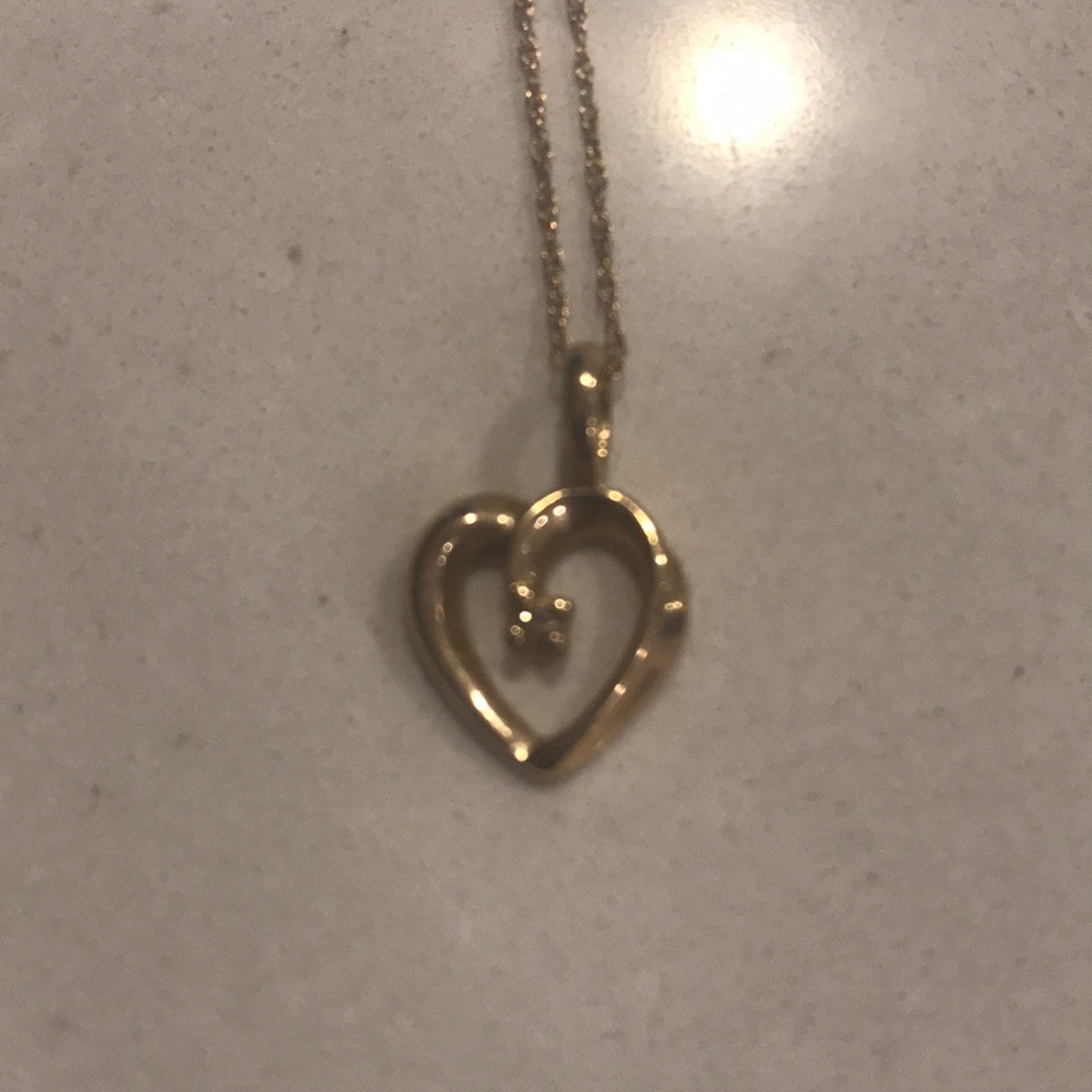Diamond gold heart necklace pendant and chain